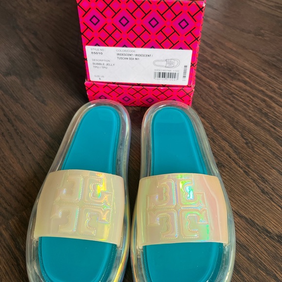Tory Burch Bubble Jelly Iridescent Tuscan Sea - Picture 4 of 8